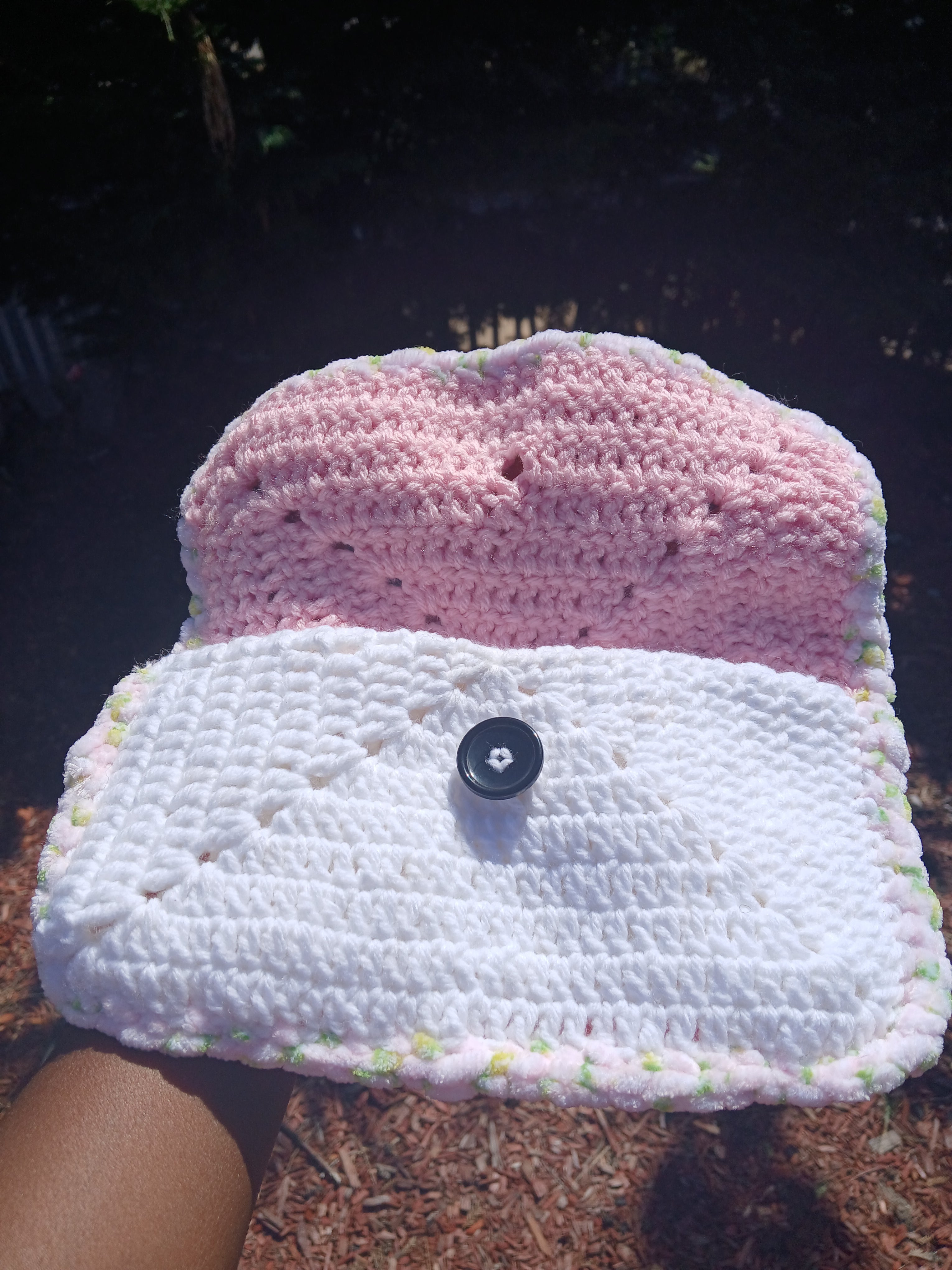 Light Pink and white Clutch bag
