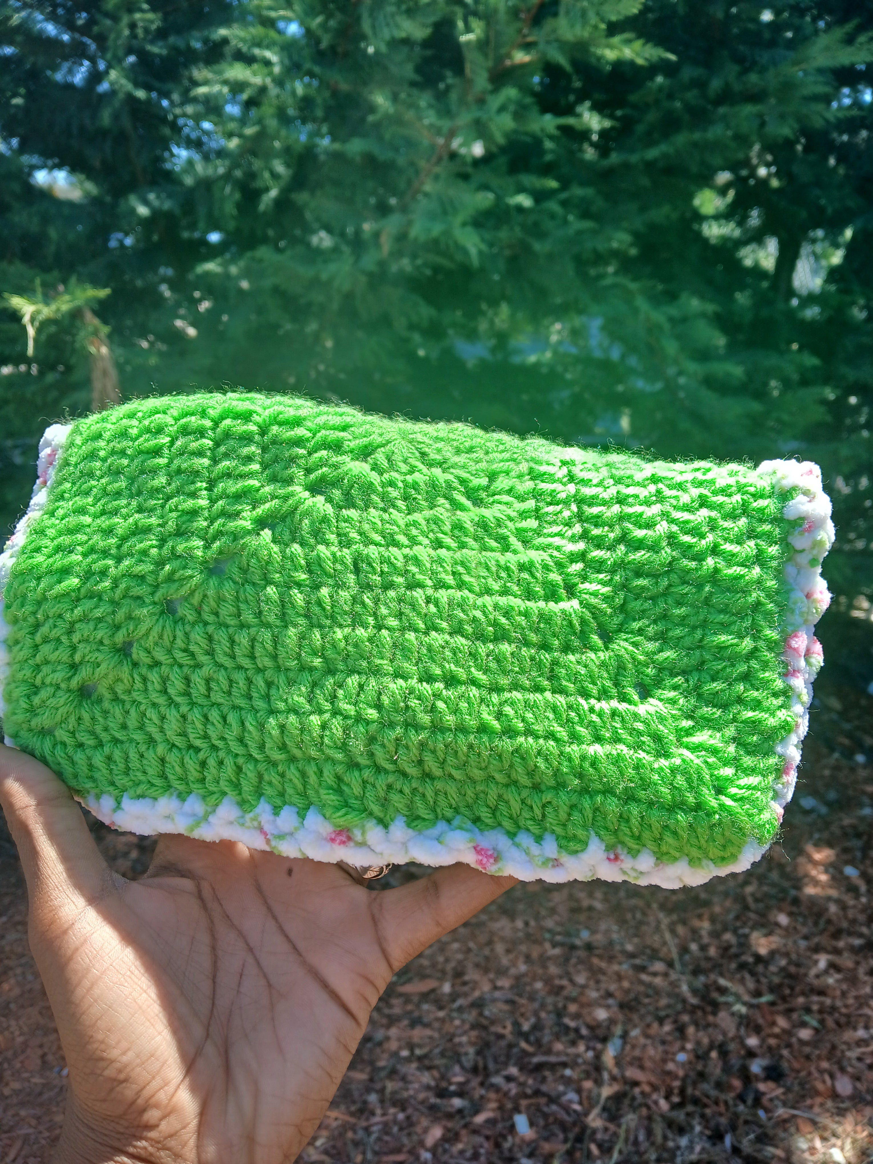 Green and White Clutch Bag