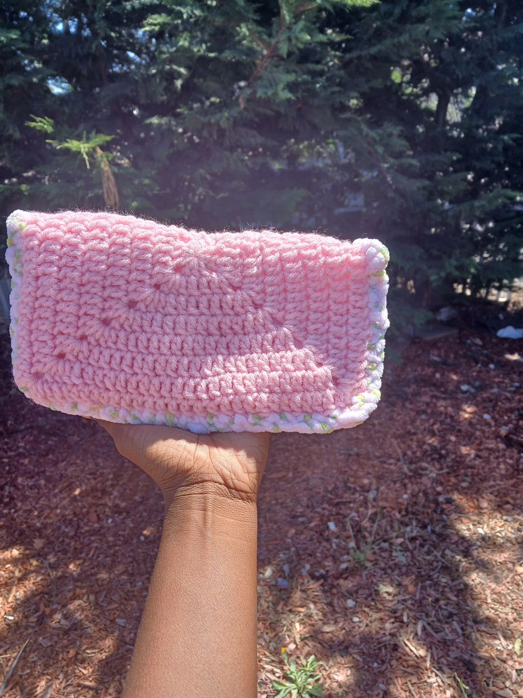 Light Pink and white Clutch bag
