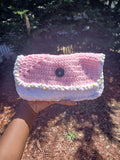 Light Pink and white Clutch bag
