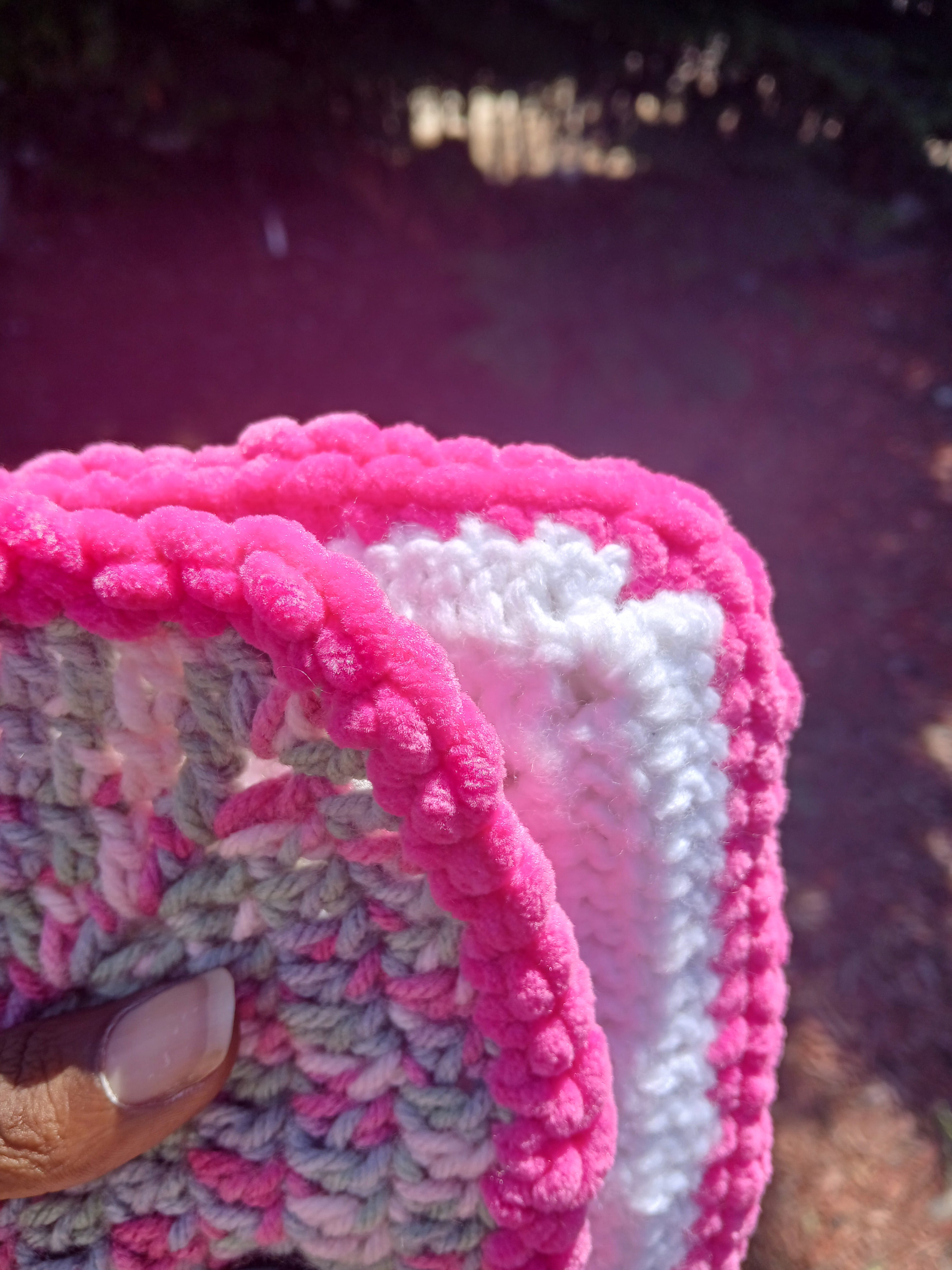 Pink and White Clutch Bag