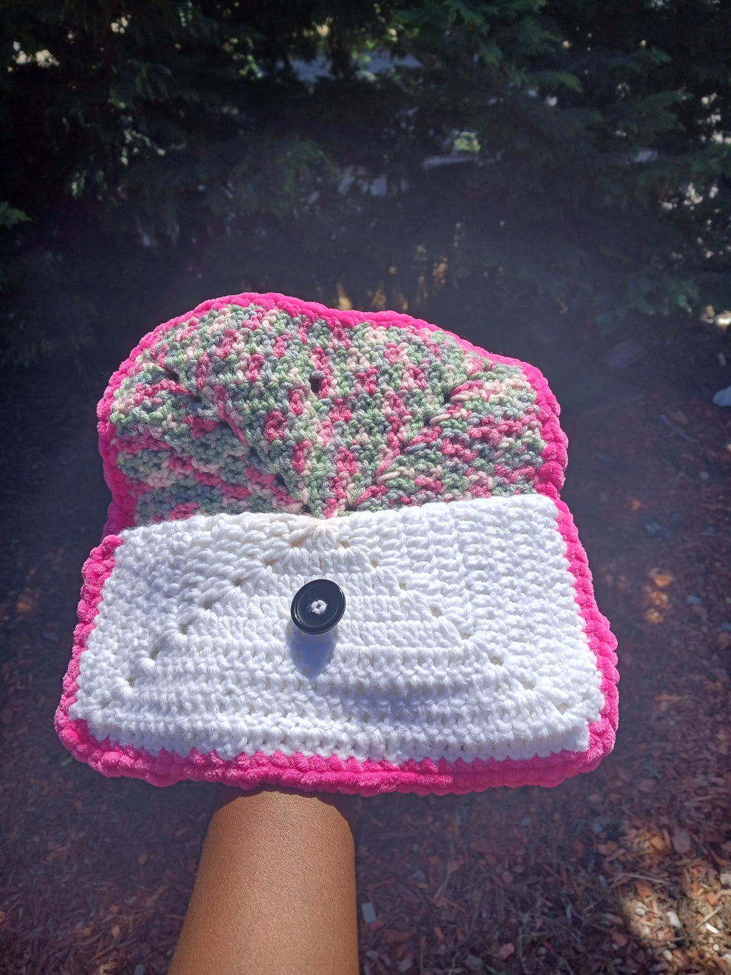 Pink and White Clutch Bag